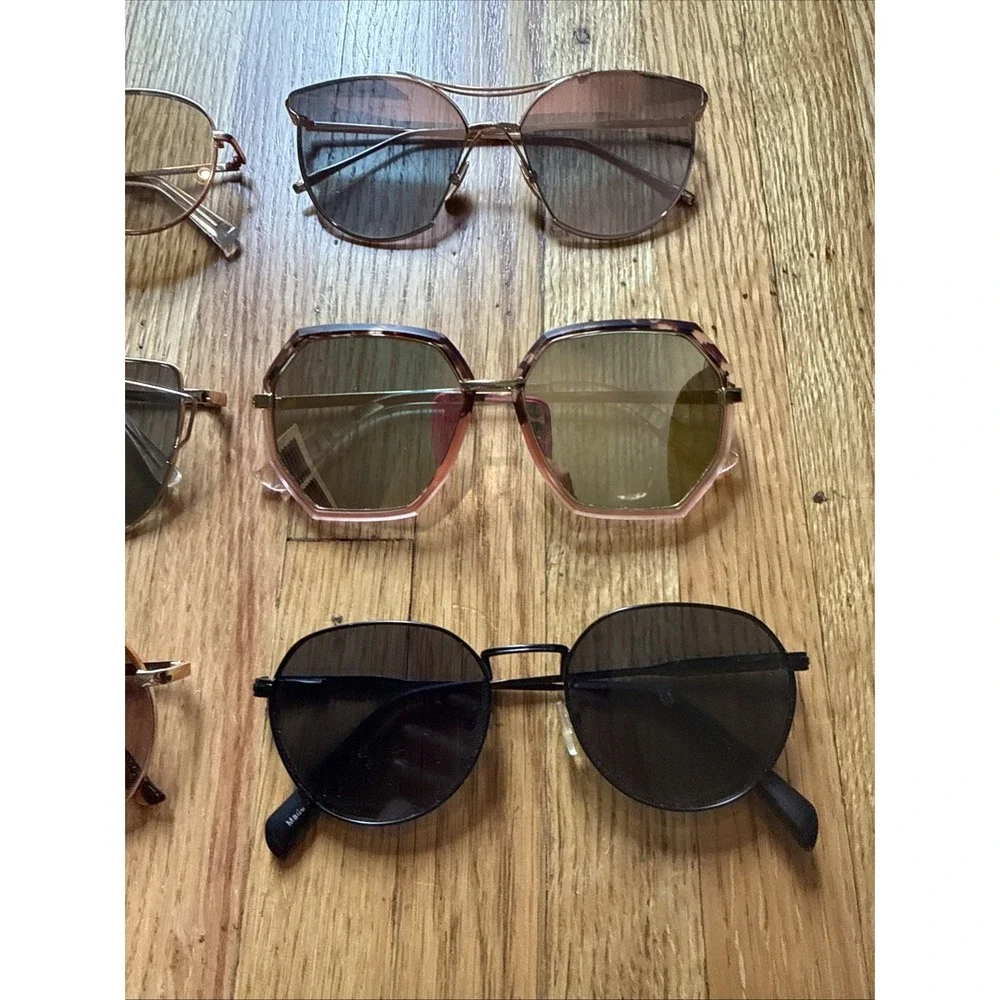 Lot of 10 Sunglasses-Different Colors & Styles. Wired Rim, Funky, Mirror, Round+ - Picture 4 of 8